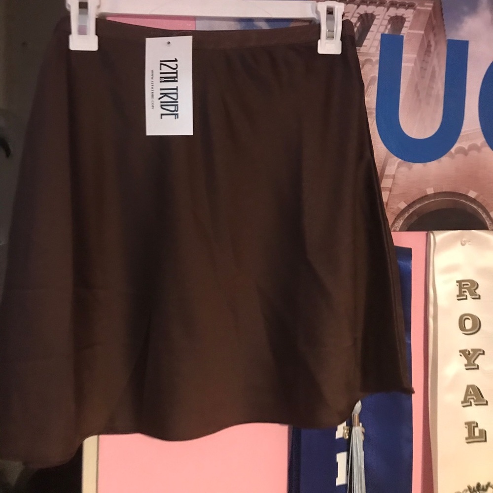 Brown satiny skirt new with tags